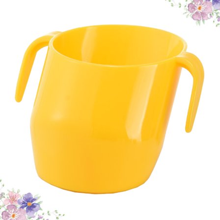 Luxshiny 1 Piece Baby Learning Cup with Slanted Mouth, Yellow PP Plastic, Ideal for Kids Home Use