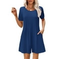 thumbnail image 2 of BiZtdJrK Womens Oversized Tshirt Romper Short Sleeve Pleated Front Wide Leg Shorts Overalls Solid Casual Summer Jumpsuits with Pockets on sale clearance 2025 Blue S, 2 of 10