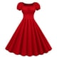 thumbnail image 1 of Vestido largo hasta la rodilla con cuello cuadrado y manga corta de color liso informal a la moda para mujer Pompotops  ghjkhdj18481, 1 of 8