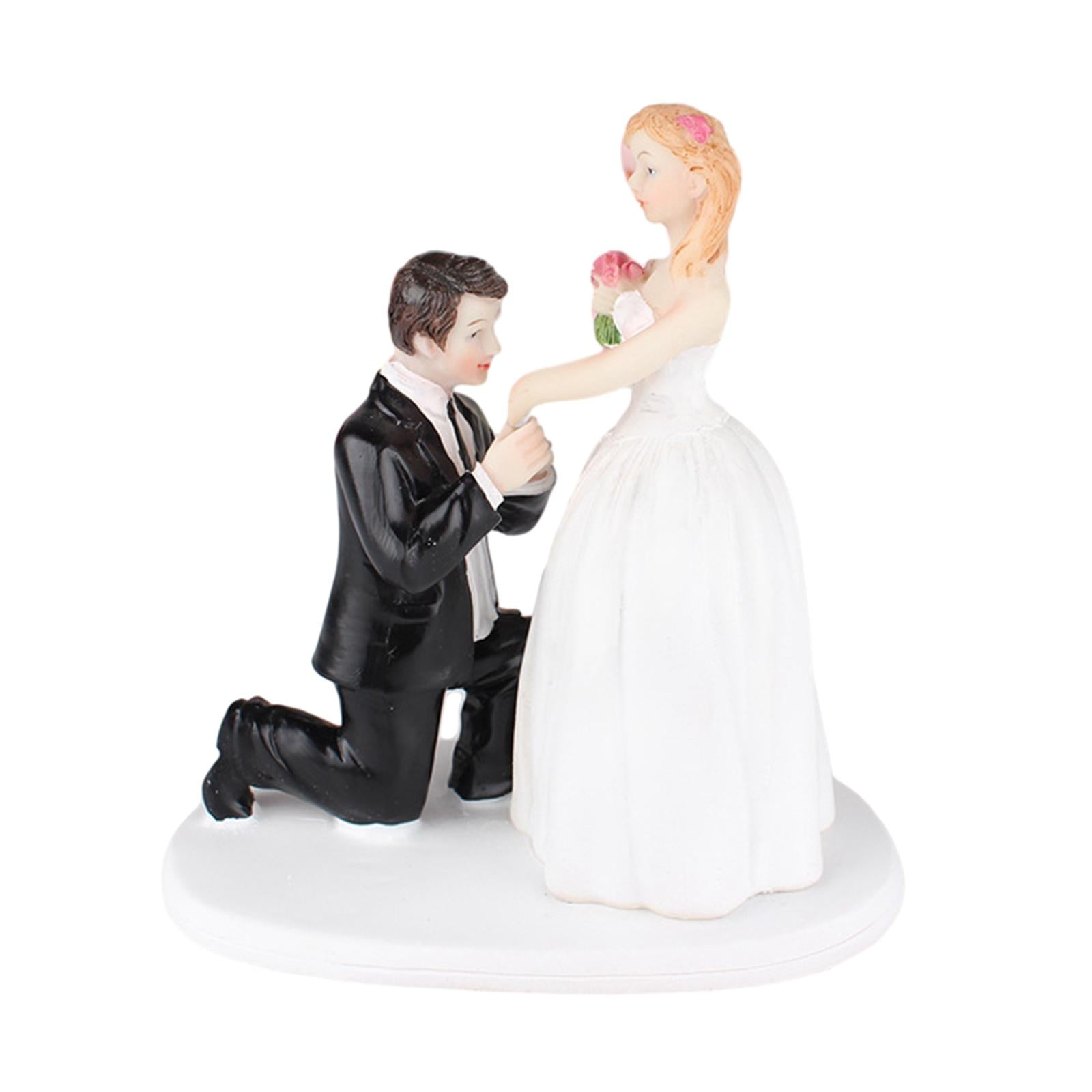 Rustic Wedding Cake Topper Wedding Cake Dolls Simulated Figures Scene Collectible Miniature Scene People for Birthday Wedding
