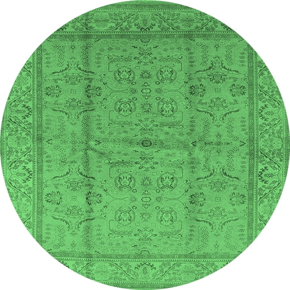 Ahgly Company Indoor Round Oriental Emerald Green Industrial Area Rugs, 8' Round