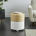 thumbnail image 2 of DecMode 15" x 18" White Wooden Handmade Woven Two-Toned Geometric Accent Table with Seagrass Top, 1-Piece, 2 of 9