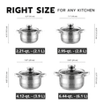 thumbnail image 2 of HausRoland Stainless Steel Stockpot Set of 4 Cooking Pot Set Casserole 2qt 3qt 4qt 6.4qt, 2 of 7