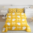 thumbnail image 3 of Manfei Horror Ghost Teens Full Size Comforter Sets, Yellow Princess Bowknot Bedding Comforter Set, Happy Halloween Theme Reversible Bedding Sets, Lightweight Room Decor, 3pcs, 3 of 9