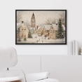 thumbnail image 2 of IDEA4WALL Framed Canvas Art Wall Decor Painting Charming Snowy Town Square Christmas Village with Clock Tower Fine Art Vintage Retro Chic for Dorm Home Office - 16"x24" Black, 2 of 5