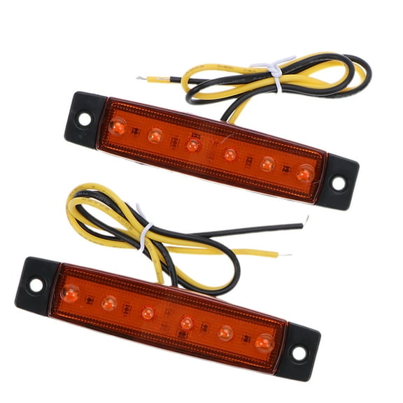 2pcs 12V LED Taillight for Car Use Orange Bright and Durable 6 LEDs per Light