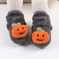thumbnail image 6 of Baby Pumpkin Slippers, Warm Fuzzy Newborn Booties for Boys Girls, Soft Sole Infant Walking Shoes, Halloween Winter Cozy Crib Shoes, 6 of 6