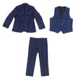 thumbnail image 1 of Conjunto de 3 piezas de chaqueta, chaleco y pantalones para hombre, cuello vuelto, bolsillo en el pecho, 1 botón, corte entallado, traje de vestir azul marino 3XL, 1 of 15