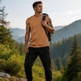 thumbnail image 4 of Satingcolo Mens Athletic Sleeveless Tank Tops for Men Moisture Wicking Soft Casual Workout Muscle Vest Relaxed Fit Casual Summer Beach Shirts,Brown S, 4 of 6