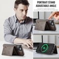 thumbnail image 4 of for iPhone 13 Detachable Magnetic Wallet Case with RFID Blocking Card Slots, PU Leather Kickstand Cover with Magnetic Clasp, Shockproof Drop Protective Classic Flip Case, Coffee, 4 of 10