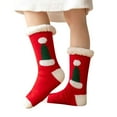 thumbnail image 2 of Chaussettes Rouges Femmes Chaussettes Pantoufles Duveteuses Hiver Thermiques Flocon de Neige Polaire Bas de Noël Moelleux Chauds Intérieur Maison Chaussettes, 2 of 4