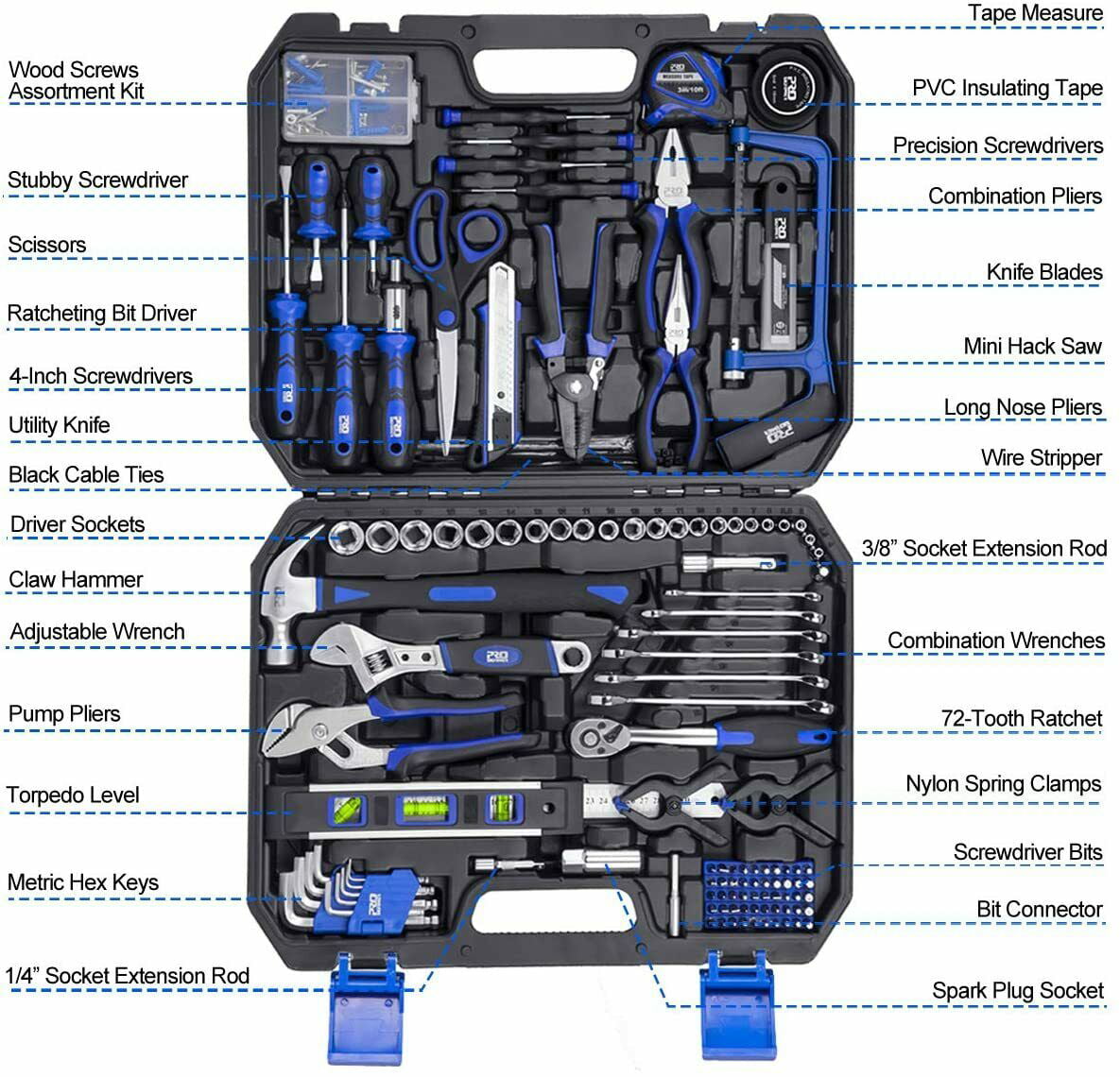 Prostormer 210-Piece Household Tool Kit General Home / Auto Repair Tool Set