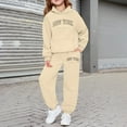 thumbnail image 2 of lnmuld Two Piece Girls Outfits Solid Color Casual Letter Print Hooded Sweatshirt Outfit Set for Daily Wear and Outdoor Adventures Size:3-4 Years, 2 of 4