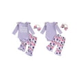 thumbnail image 2 of Rovasas Girls 3PCS Pants Sets Letter Print Romper Floral Flared Pants Headband, 2 of 9