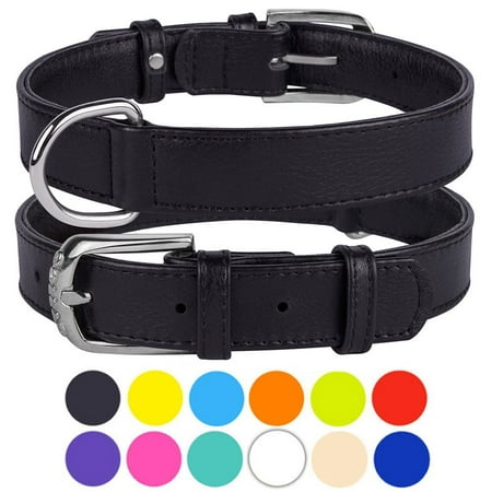 Leather Dog Collar Puppy Collars for Medium Dogs Soft Padded,