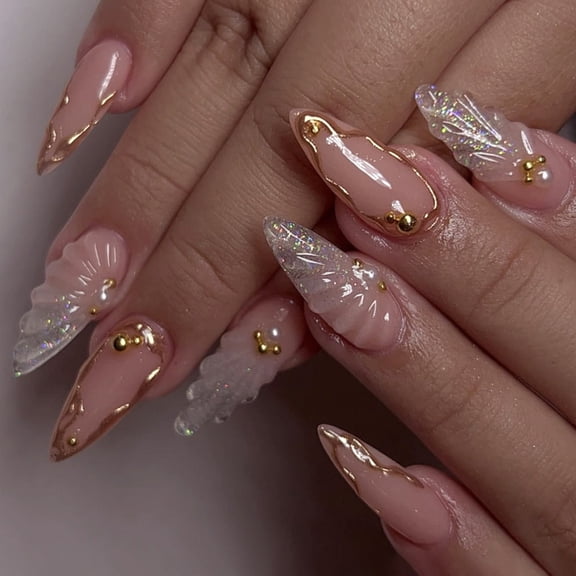 Zeiwohndc Salon Quality 3D Waterdrops Almond Shapeds False Nail French ABS Material