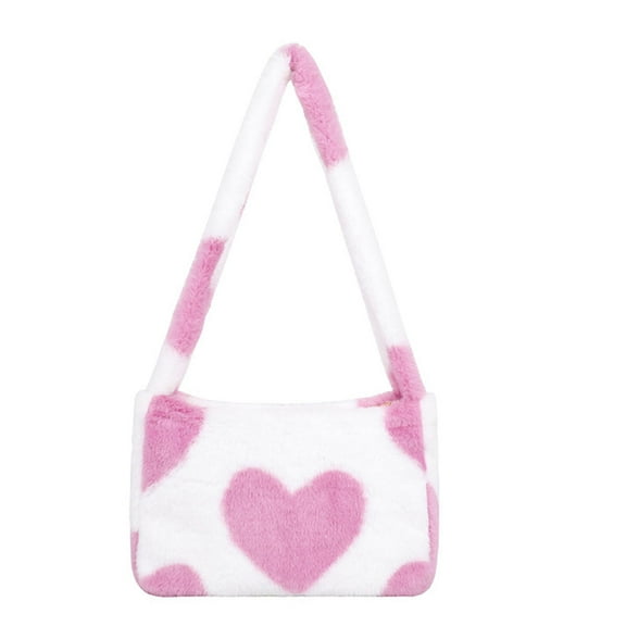 PTOOTP 1Pack Fashion Women Bag Plush Pink Fashionable Carrying Bag for Women School