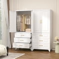 thumbnail image 2 of Polup 71“ Tall Metal Sturdy Armoire Wardrobe Closet with Three Drawers, White Wardrobes with Doors and Shelves, 2 of 8