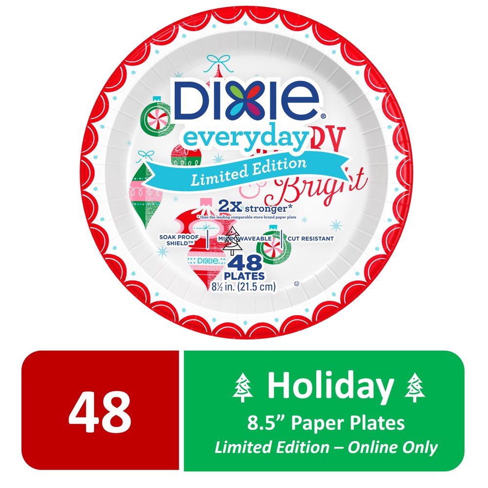 Dixie Holiday Paper Plates, Limited Edition, 8.5", 48 Count Walmart