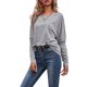 thumbnail image 2 of VISgogo Mujer Primavera Jumper Camisa, Rayas Cuello Redondo Mangas Largas Pullover Tops para Niñas, Negro/Gris/Blanco VISgogo moda, 2 of 8