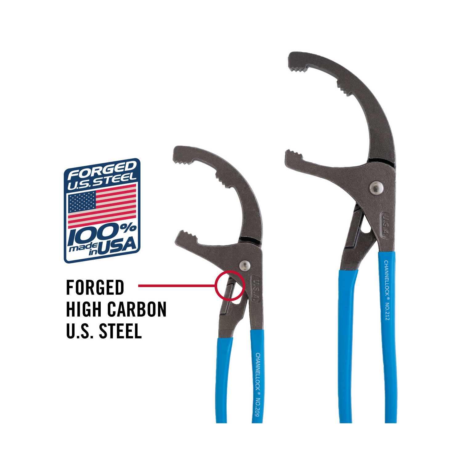 CHANNELLOCK Oil Filter PVC Pliers Set, Includes 9 and 12-inch Pliers, Ideal for Engine Oil Filters and PVC, Made in USA, 2-tool set (OF-2)