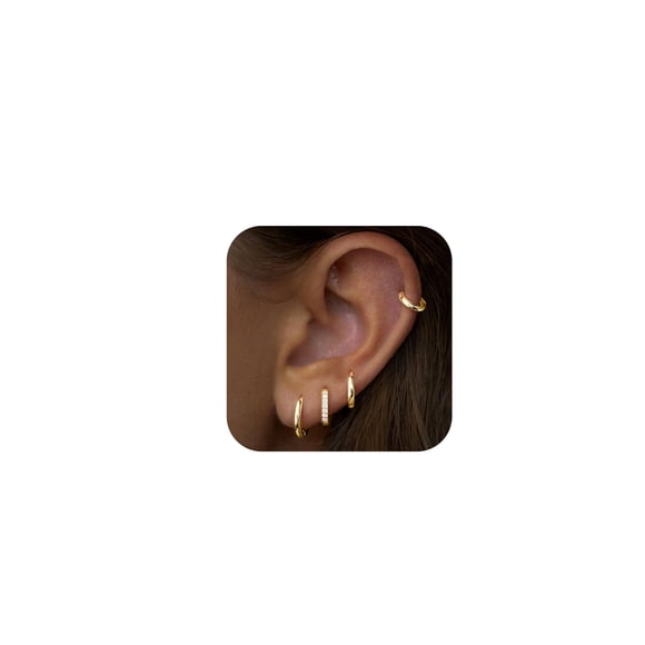 Juego de Aros Mini Huggie Baño de Oro Poxtex