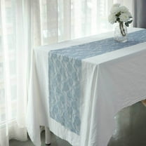 Efavormart 12"X108" Dusty Blue Vintage Rose Flower Lace Table Runner