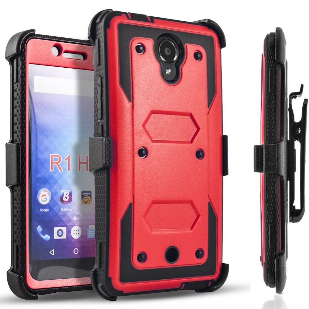 Blu R1 HD Case, [SUPER GUARD] Dual Layer Protection With [Builtin
