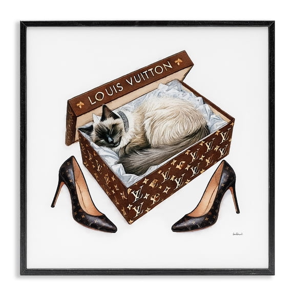 Stupell Industries Eclectic Kitty Sleeping Heels Box Black Framed Giclee Art, 12 x 12, by Amanda Greenwood