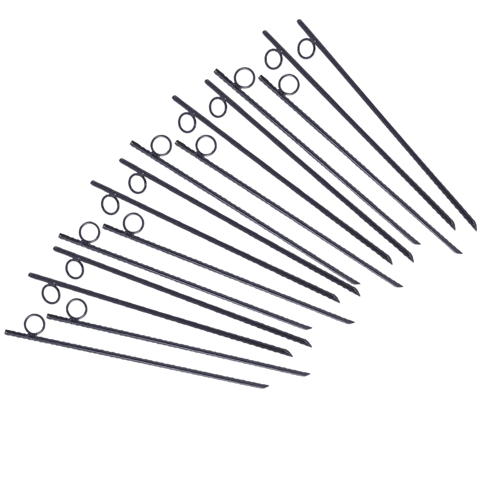 , Rebar stake with loop 16pcs Grip Rebar 3/8x 18 Inch Steel Durable Heavy Duty Tent Canopy Ground Stakes with Angled Ends and 1 Inch Loops for Campsites and Canopies, Black ,Steel ,