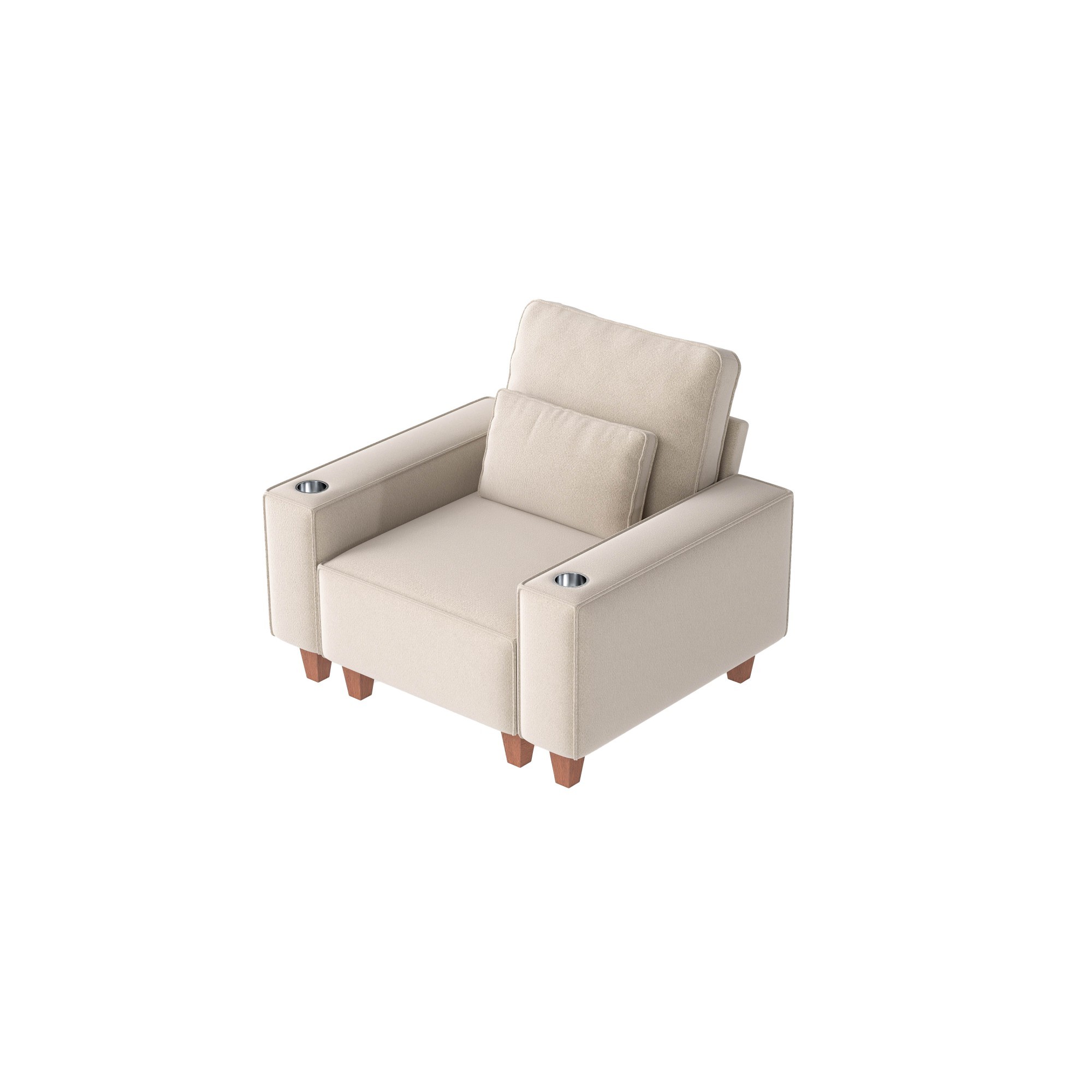 Gewnee Modern Single Chair,Modular Combination Armchair with Cup Holders and Pillows.Suitable for Single Person Sofa Chair for Small Spaces.Beige