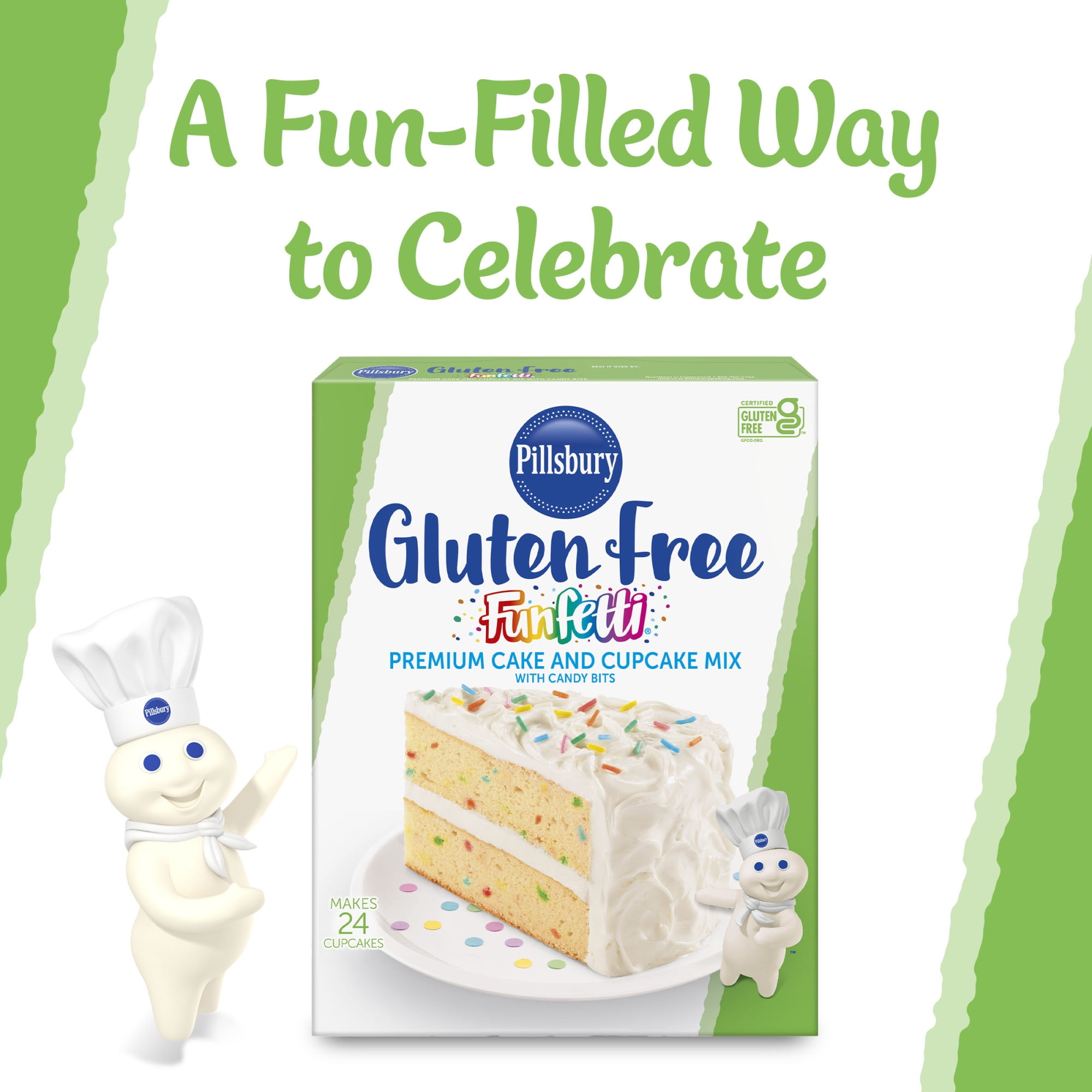 (3 pack) Pillsbury Gluten Free Funfetti Cake Mix with Candy Bits, 17 oz Box