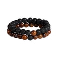 thumbnail image 1 of Pulsera elástica de piedra de ojo de joyería con piedra negra esmerilada Pulsera de piedra de pareja Pulsera de pareja, 1 of 3