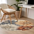 thumbnail image 4 of Round Rugs 4Ft, Orange Grey Dahlia Round Area Rug Washable Indoor Throw Carpet, Spring Floral Vintage Soft Non Slip Circle Rug for Kitchen Nursery Room Home Decor Aesthetic, 4 of 8