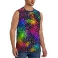 thumbnail image 2 of Uemuo Bright Universe Pattern Men's Sleeveless T-Shirt,Muscle Athletic Tank Top, Moisture-wicking Quick-dry Breathable Classic Tee Top for Gym Run Outdoor Sports-Small, 2 of 8