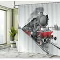 thumbnail image 5 of Ambesonne Steam Engine Shower Curtain, Railway Train Art, 69"Wx75"L, Red Grey, 5 of 5
