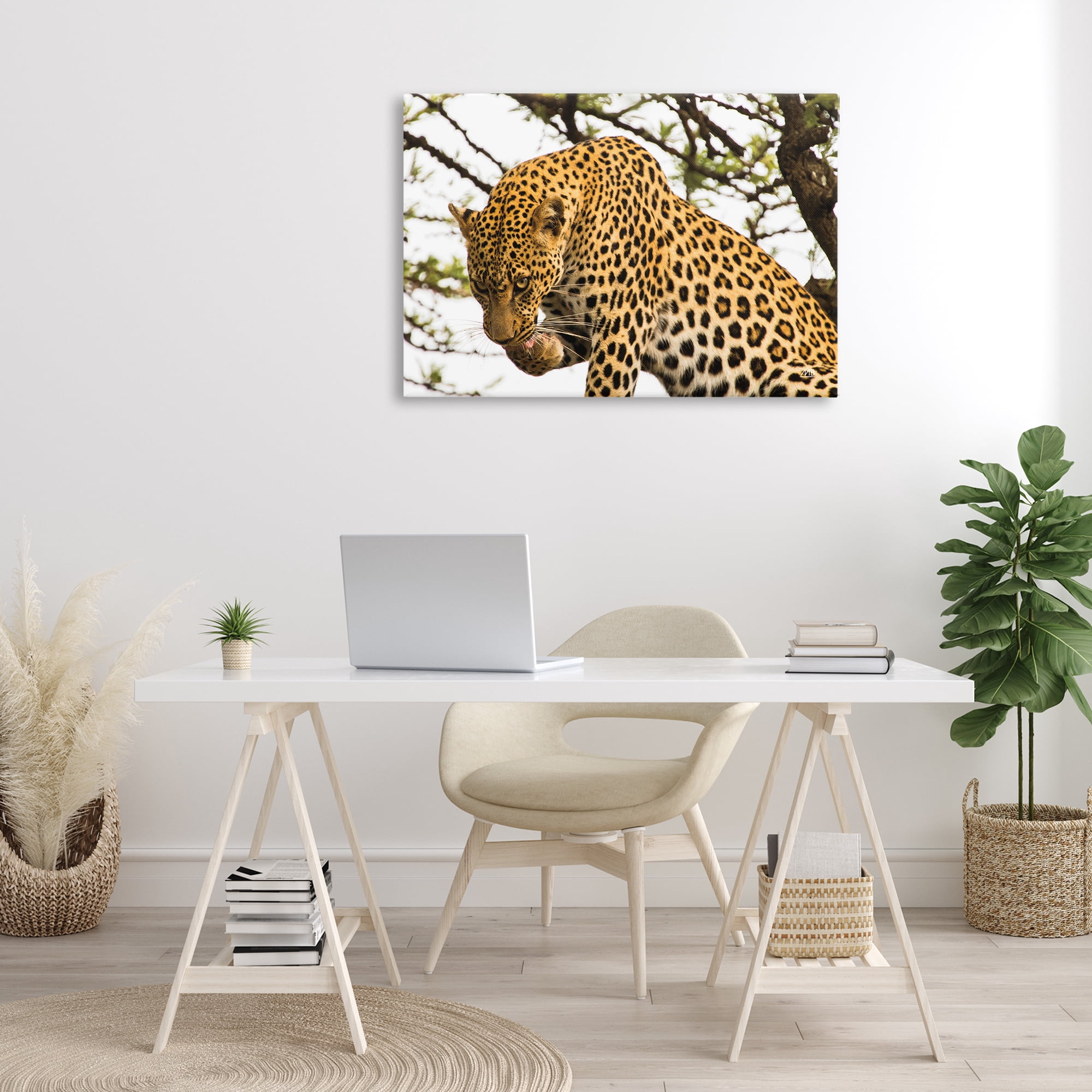 Stupell Industries Leopard After Lunch Animals Photography Wrapped Canvas Art Print Wall Art, 36 x 24