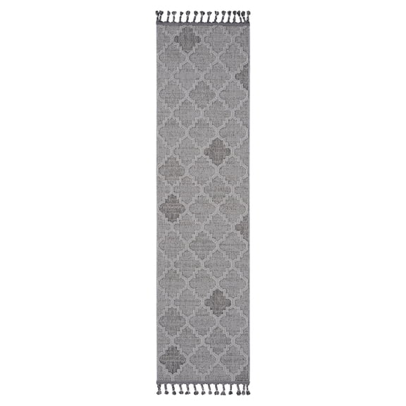 Naar Guros 2X8 Area Rug, White/Grey, Trellis Accent, Non-Shedding Area Rugs for Home Bedroom, Kitchen Floor, Bathroom, Dining and Office