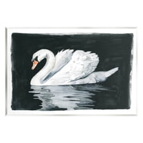 Beautiful Swan Black Reflection Animals & Insects Graphic Art Unframed Art Print Wall Art