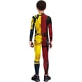 thumbnail image 6 of Guvpev Halloween Superhero Cosplay Costume, Split Red Mercenary and Yellow Combat Hero 3D Spandex Bodysuit Jumpsuit, 2-in-1 Full Body Dress-Up Outfit for Halloween Party, Birthday, Carnival, 6 of 9