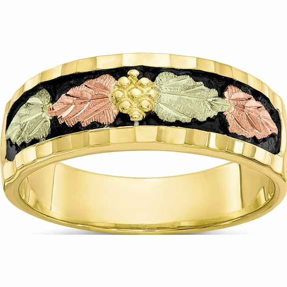 10K Yellow Gold Tri-Color Black Hills Men's Antiqued Ring (Size 10) Made In United States 10bh667