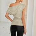 thumbnail image 3 of TYGHBN One Shoulder Sequin Sparkly Tops for Women Ruched Asymmetrical Glitter Tops Party Shirts Long Sleeves for Women Women Plain Long Sleeve Shirts under Scrub Women Long Sleeve Shirts Womens, 3 of 5