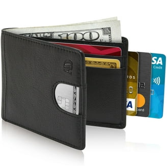 Mens Black Leather Wallet Lamb Bifold W Coin Pouch 756 - Walmart.com