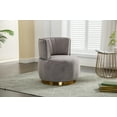 thumbnail image 3 of Swivel Accent Chair, Swivel Cuddle Barrel Chair with Metal Base, Upholstered Round Sofa Chair with Deep Seat, Swivel Fluffy Teddy Fabric Armchair for Living Room, Bedroom, Office, Gray, 3 of 9