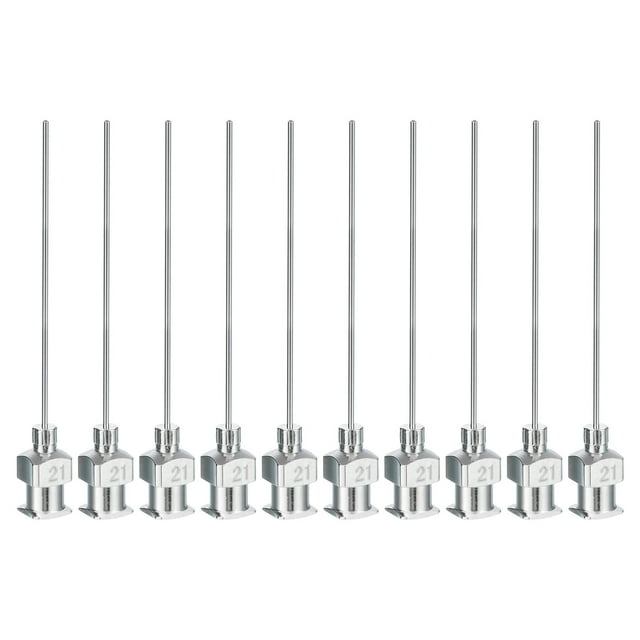 Unique Bargains 10 Pcs 21G 1.5 Inch Blunt Tip Dispensing Needle with Lure Lock for Refilling Liquid Inks Adhesives