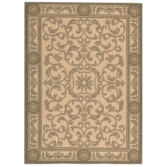 Safavieh Courtyard Bairre Botanical Indoor/Outdoor Area Rug, Natural/Olive, 4' x 5'7"