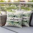thumbnail image 2 of Outdoor Pillow Covers Welcome Eucalyptus Leaf Plant Waterproof Pillow Cases 18x18 Set of 2, Watercolor Green Leaves Throw Pillow Cover Pillowcase for Patio Balcony Couch Garden, 2 of 9