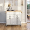 thumbnail image 7 of BELLEZE Rolling Kitchen Island Utility Cart with 2 Drawers - Baldy (White), 7 of 7