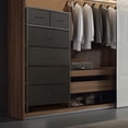 thumbnail image 3 of Tall Dresser with 6 Drawers for Bedroom, 4+2 Vertical Storage Organizer Tower, Chest of Drawers with Fabric Bins, Steel Frame, Handle, Wood Top for Home Living Room, Closet, Entryway - Black, 3 of 9