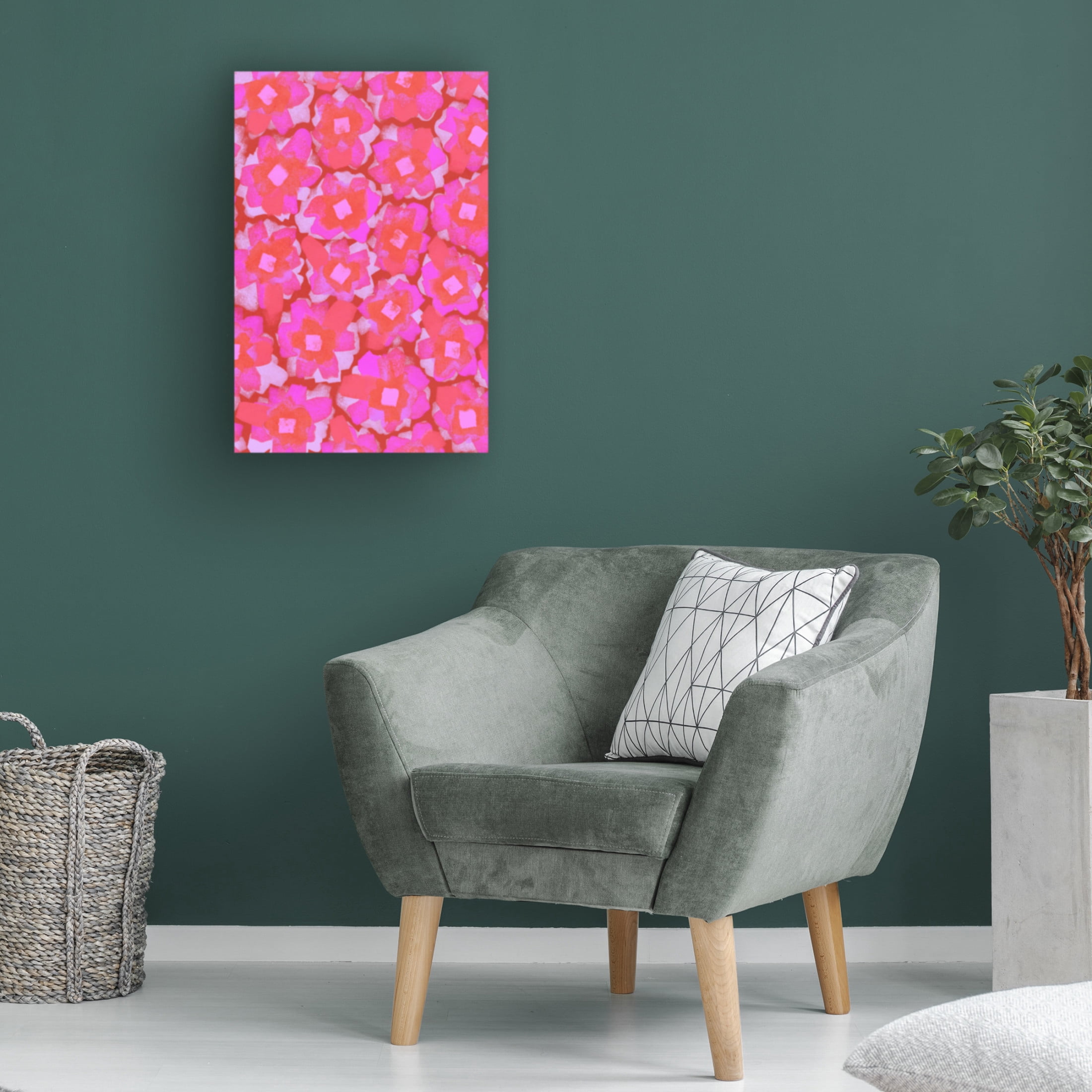 Canvas Wall Art - Treechild 'Cute Pink Blossom Pattern' Wall Art for Living Room, Bedroom, or Office D?cor by Trademark Fine Art - 12 x 19 Inches